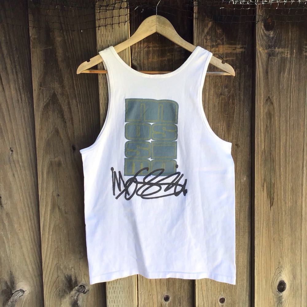 Vintage Mossimo Made USA Graphic Tank Top White Sleeveless Men's Small 90s